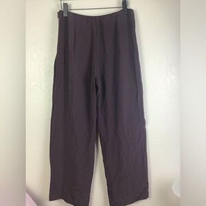 Eileen Fisher Petite Women’s MP 100% Silk Wide Leg Pants Grape Side Zipper